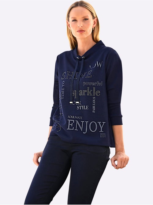 Sweatshirt Imprimé Avec Pierres Brillantes Fantaisie - Taille Standard - Helline - Kiabi Sweatshirt Imprimé Avec Pierres Brillantes Fantaisie - Taille Standard - Helline - Kiabi