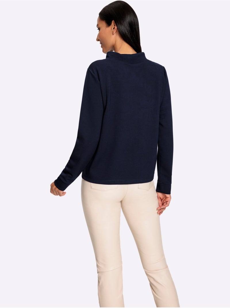 Sweatshirt Imprimé Avec Pierres Brillantes Fantaisie - Taille Standard - Helline Bleu marine - Kiabi