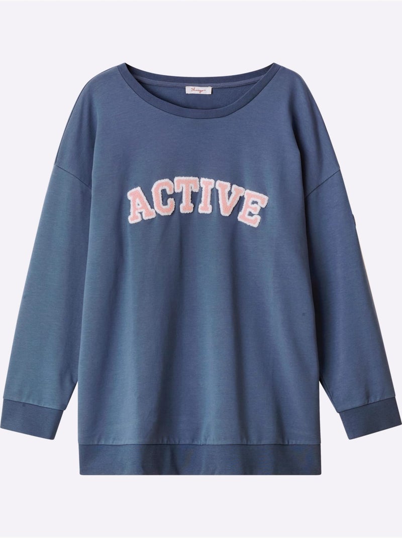 Sweatshirt Imprimé Floqué - Taille Standard - Sheego Bleu Bleu - Kiabi