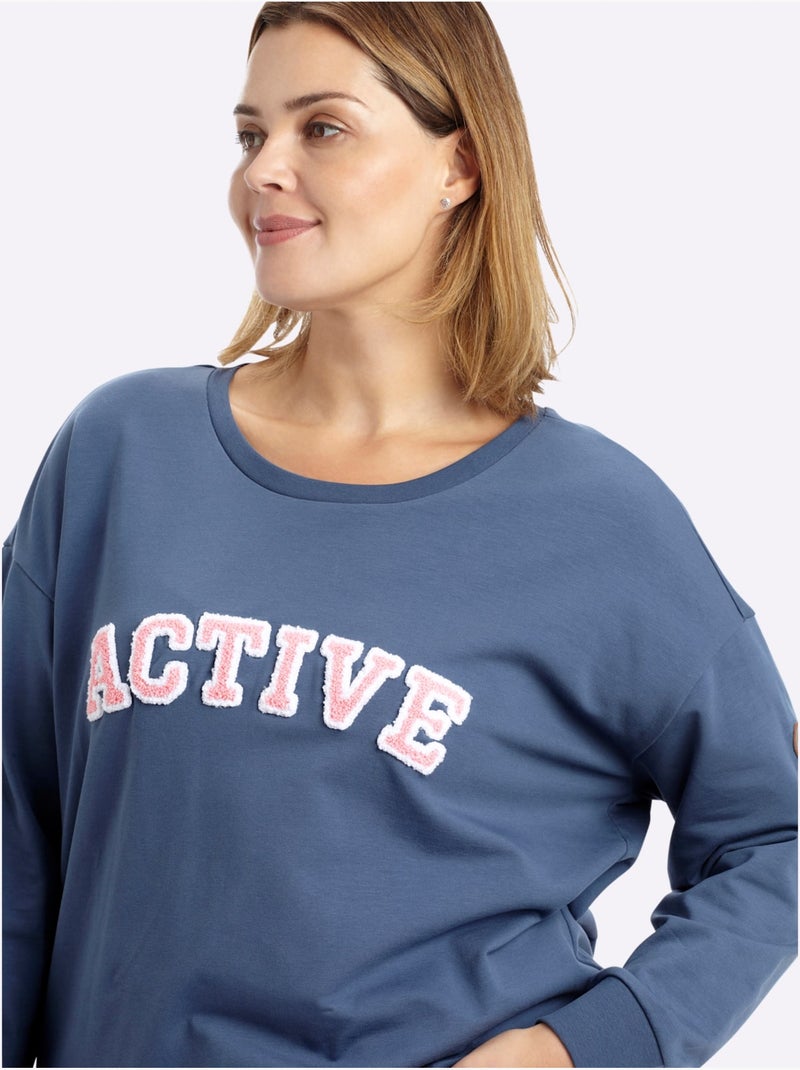 Sweatshirt Imprimé Floqué - Taille Standard - Sheego Bleu Bleu - Kiabi