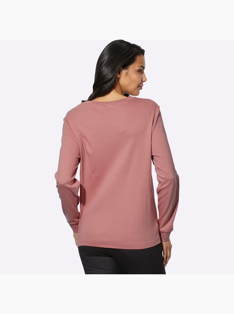 Sweatshirt imprimé graphique - taille standard - moda vilona Bois de rose - Kiabi