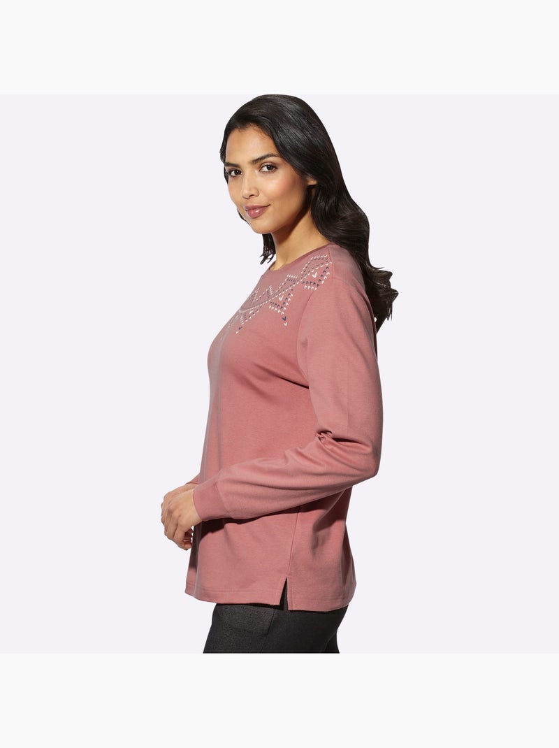 Sweatshirt imprimé graphique - taille standard - moda vilona Bois de rose - Kiabi