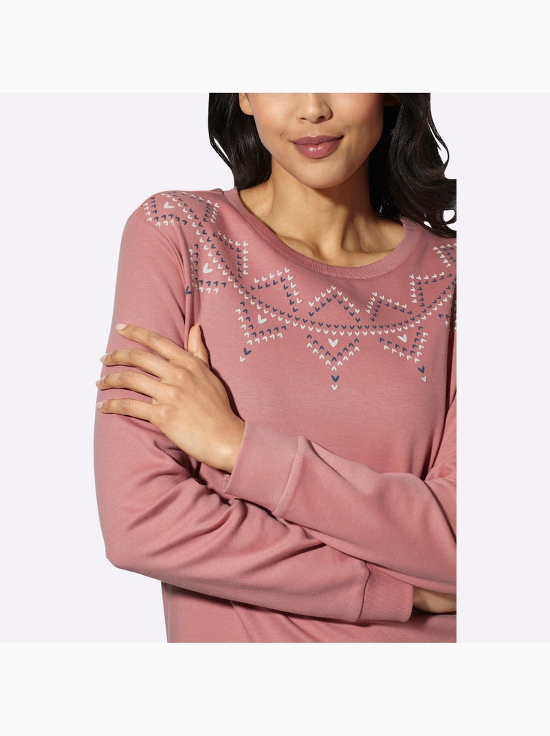 Sweatshirt imprimé graphique - taille standard - moda vilona Bois de rose - Kiabi