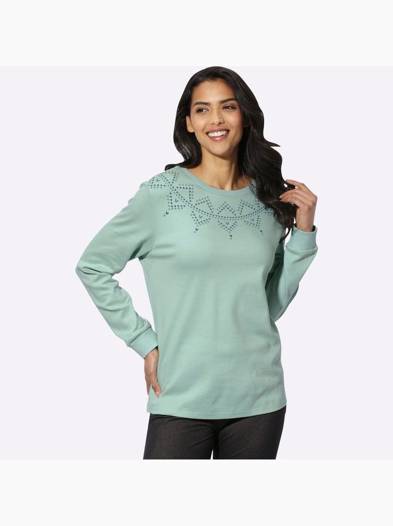 Sweatshirt imprimé graphique - taille standard - moda vilona Menthe - Kiabi