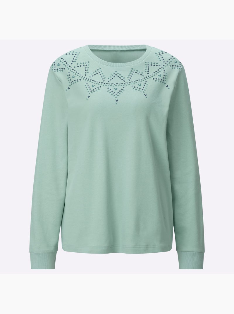 Sweatshirt imprimé graphique - taille standard - moda vilona Menthe - Kiabi