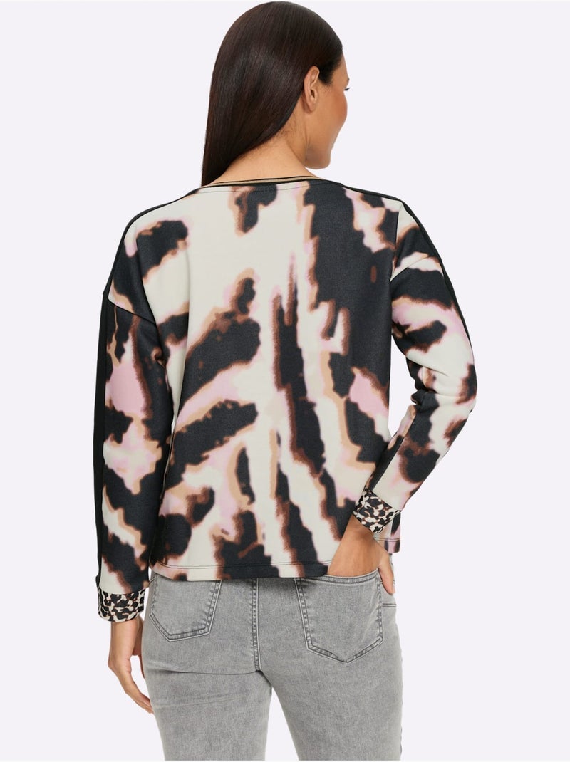 Sweatshirt Imprimé Mode - Taille Standard - Helline Noir Rose - Kiabi