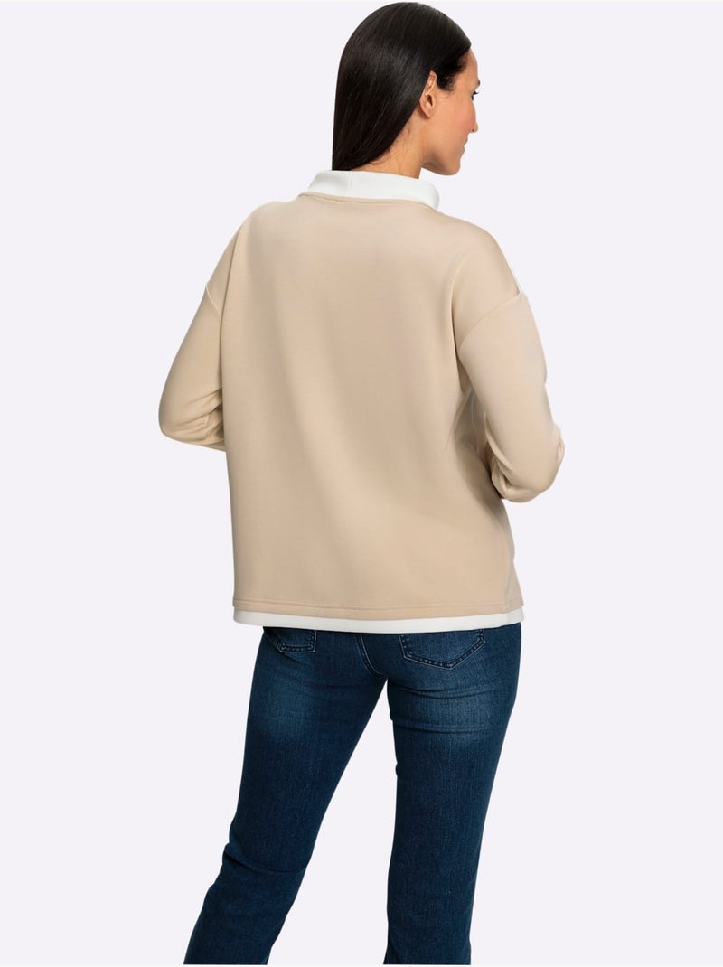 Sweatshirt Inscription - Taille Standard - Helline Ecru/Sable - Kiabi