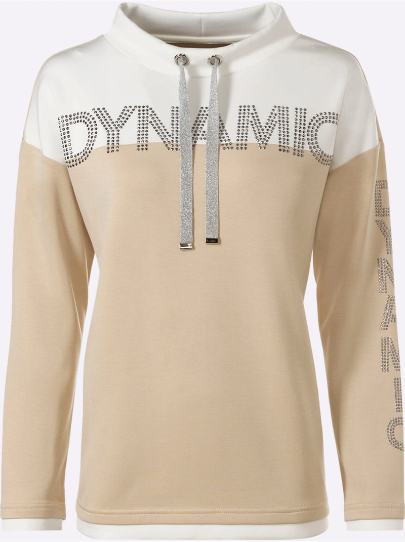 Sweatshirt Inscription - Taille Standard - Helline Ecru/Sable - Kiabi