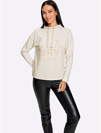 Sweatshirt inscription en polaire douce - taille standard - helline