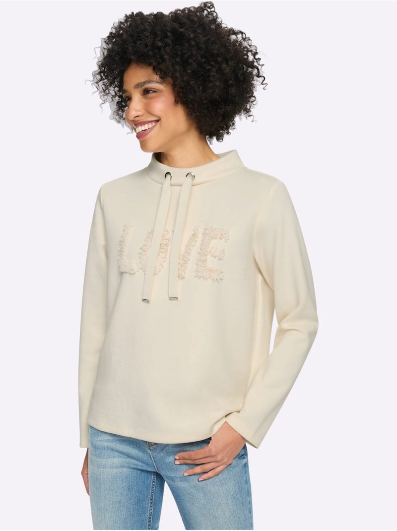 Sweatshirt inscription tendance - taille standard - helline Ivoire - Kiabi