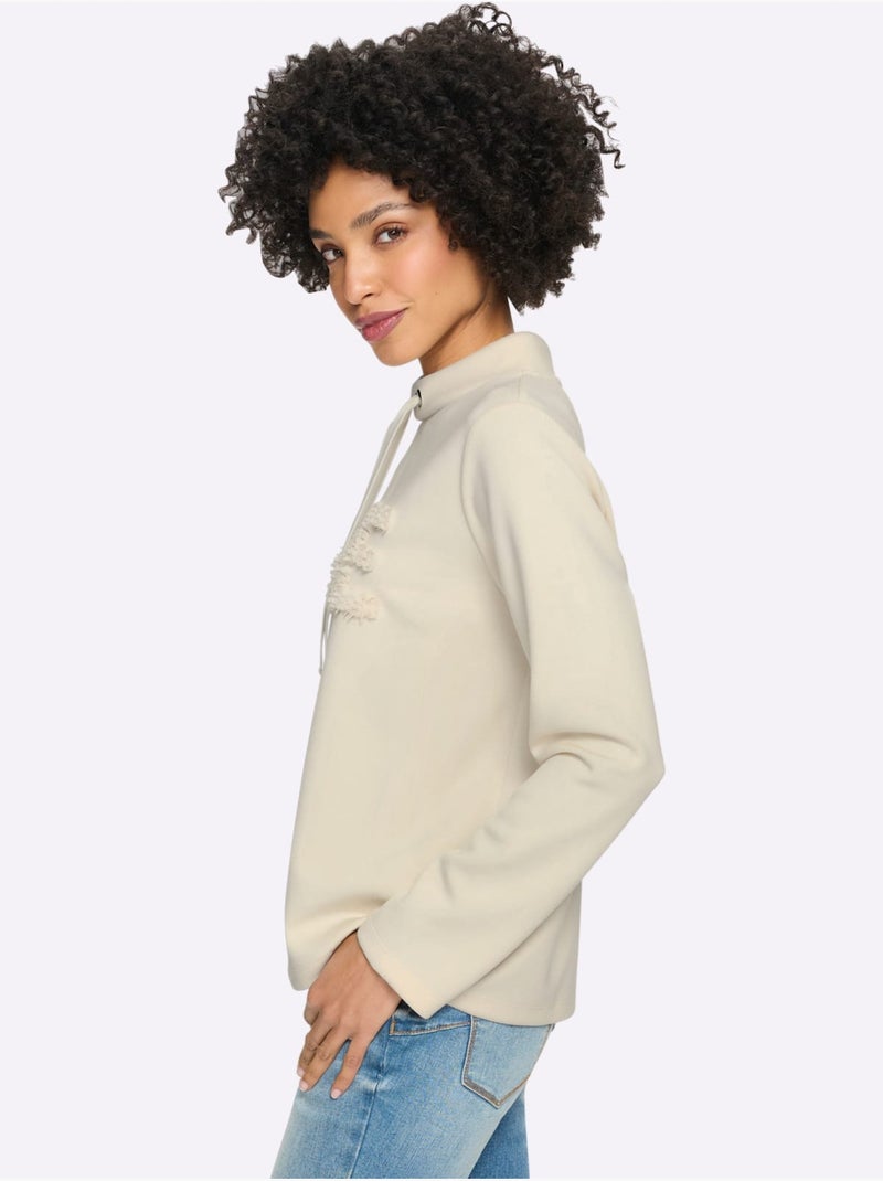 Sweatshirt inscription tendance - taille standard - helline Ivoire - Kiabi