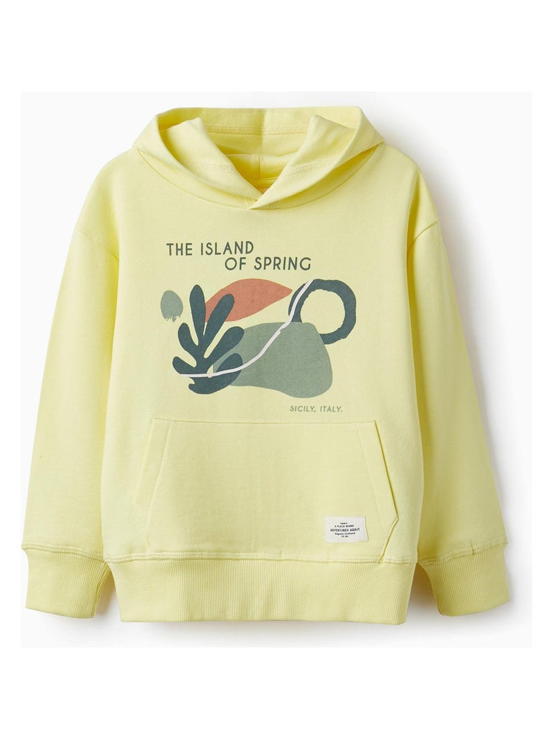Sweatshirt jaune à capuche pour garçon SICILIAN DAYS Jaune clair - Kiabi