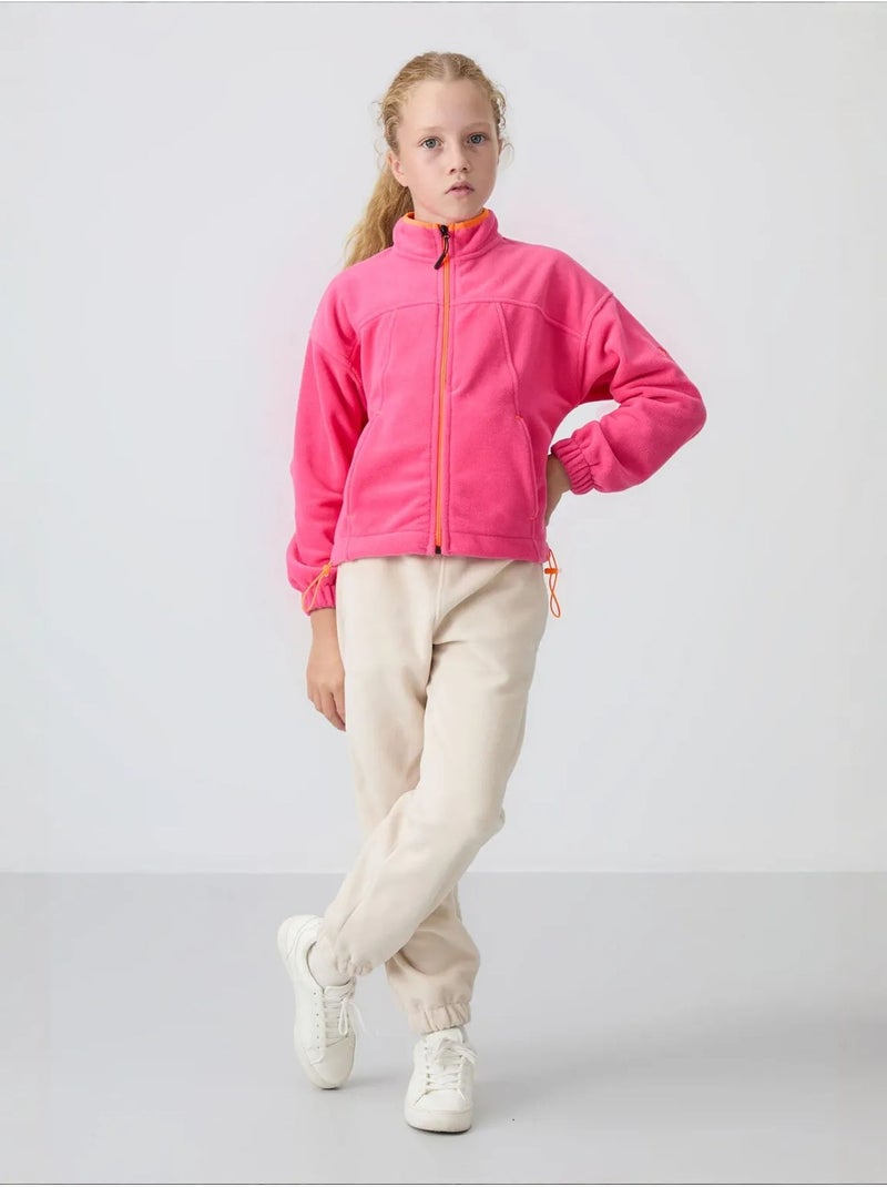 Sweatshirt jeunesse à fermeture éclair tommy Rose fluo/Solinotes - Kiabi