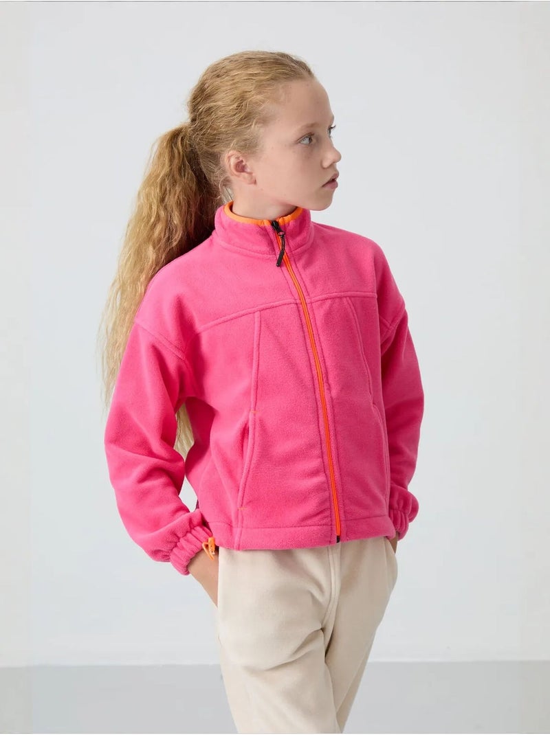 Sweatshirt jeunesse à fermeture éclair tommy Rose fluo/Solinotes - Kiabi