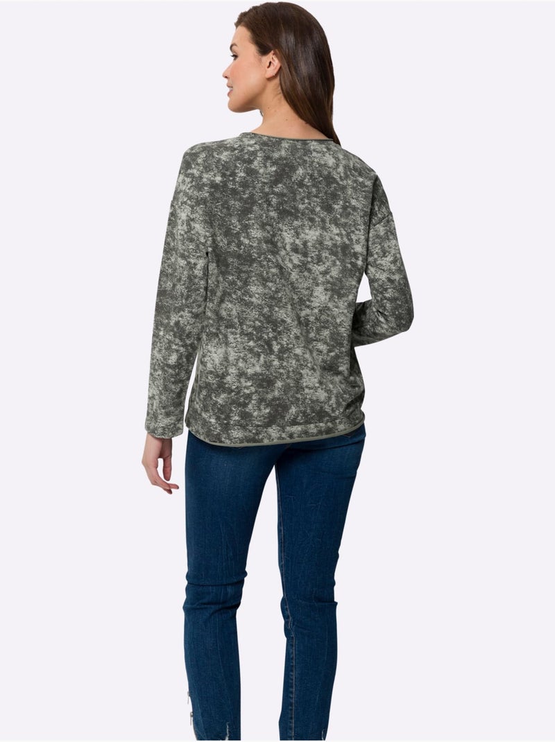 Sweatshirt Joli Aspect Batik - Taille Standard - Helline Vert kaki - Kiabi