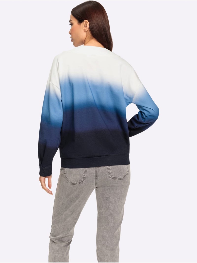 Sweatshirt Joli Dégradé De Couleurs - Taille Standard - Helline Ecru/Marine - Kiabi