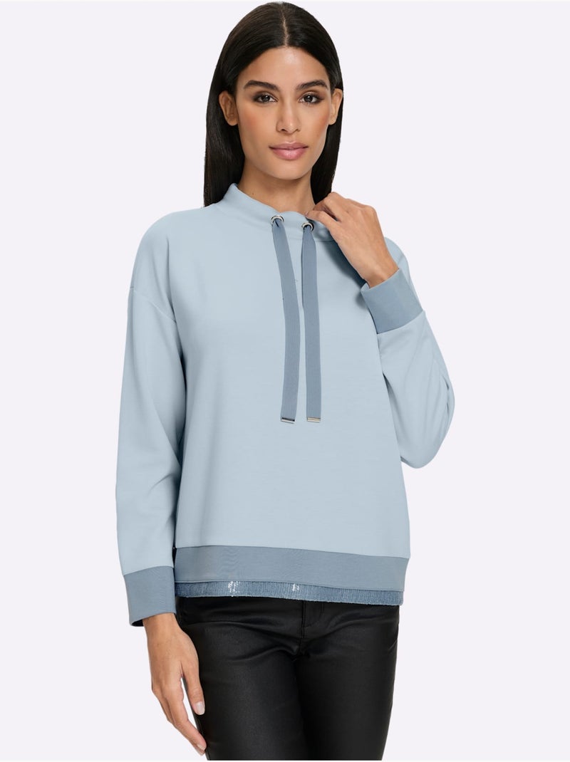 Sweatshirt jolies paillettes décoratives - taille standard - helline Bleu clair - Kiabi