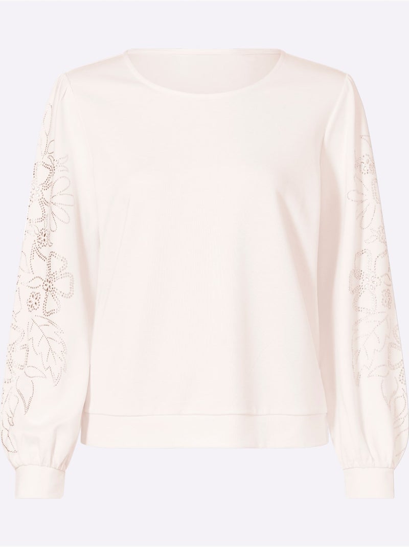 Sweatshirt Jolies Pierres Brillantes Fantaisie - Taille Standard - Helline Ecru - Kiabi