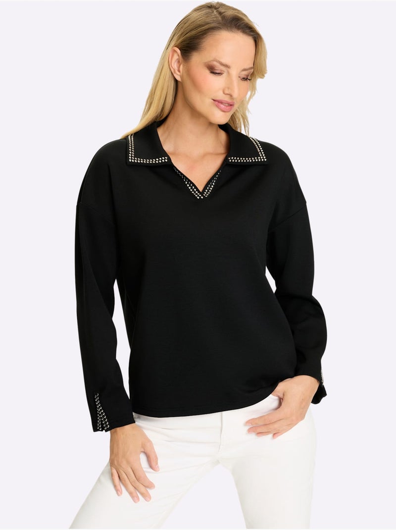 Sweatshirt Jolis Rivets Fantaisie - Taille Standard - helline Noir - Kiabi