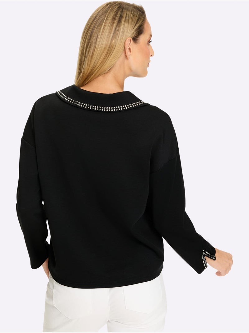 Sweatshirt Jolis Rivets Fantaisie - Taille Standard - helline Noir - Kiabi