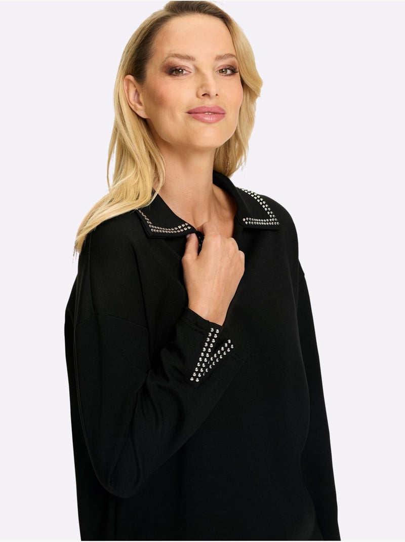 Sweatshirt Jolis Rivets Fantaisie - Taille Standard - helline Noir - Kiabi