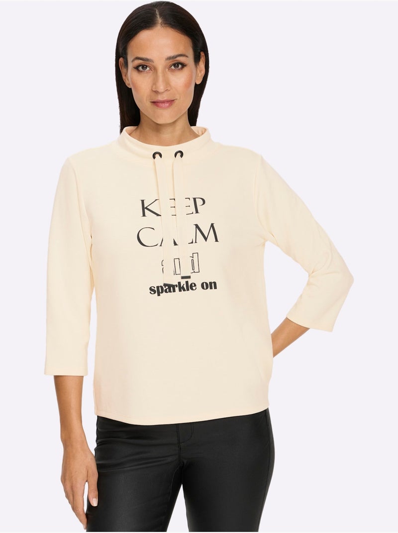 Sweatshirt Large Col Montant Avec Coulisse - Taille Standard - Helline Ivoire - Kiabi