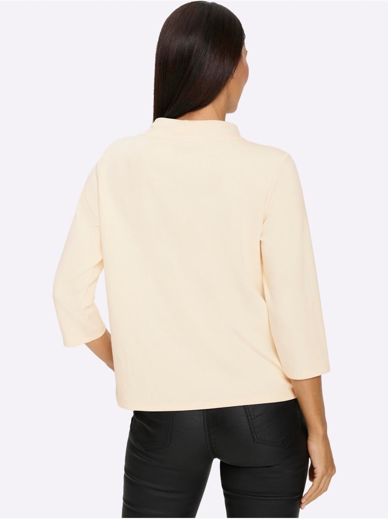 Sweatshirt Large Col Montant Avec Coulisse - Taille Standard - Helline Ivoire - Kiabi