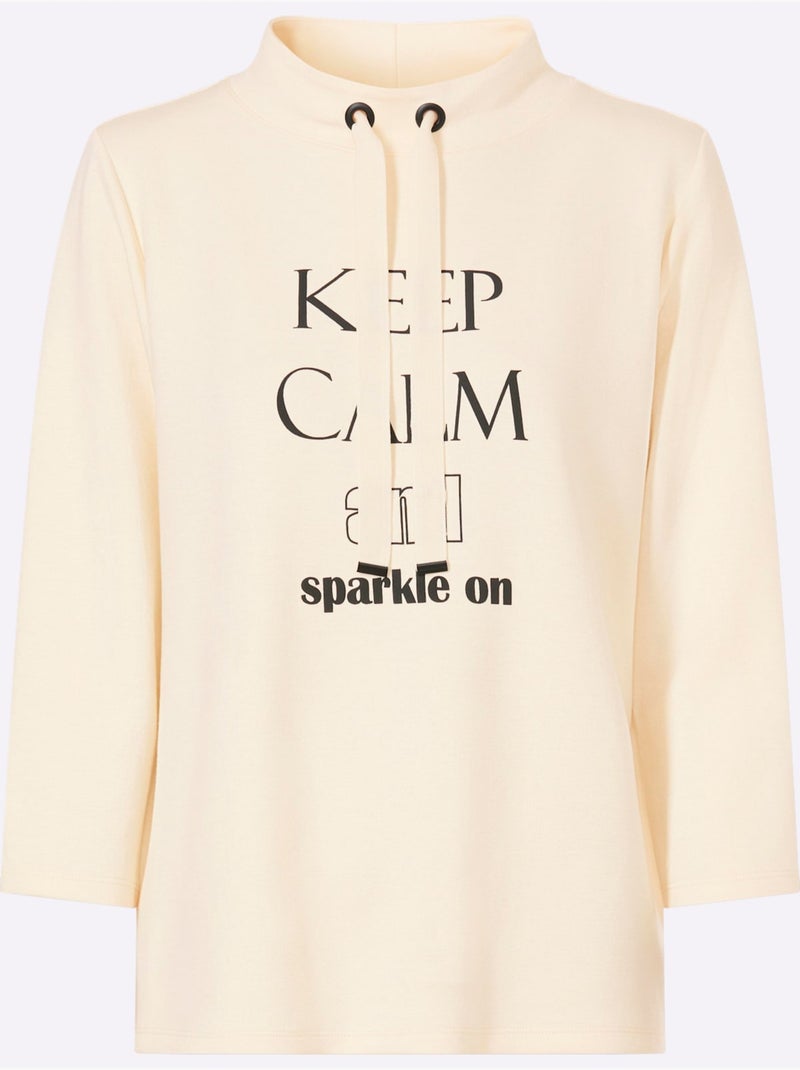 Sweatshirt Large Col Montant Avec Coulisse - Taille Standard - Helline Ivoire - Kiabi