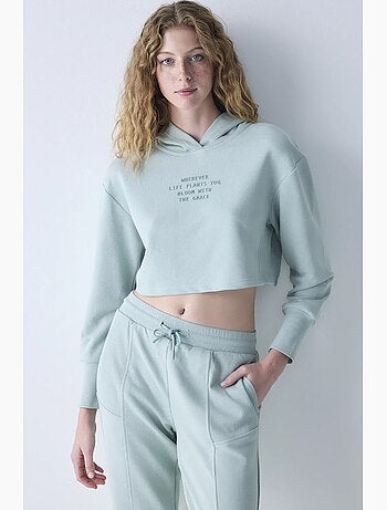 Sweatshirt léger à capuche avec détails côtelés penti