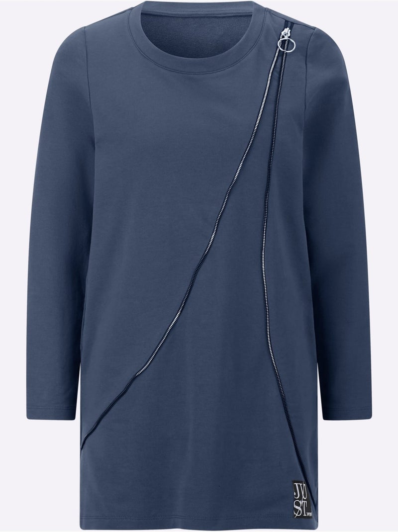 Sweatshirt Long 50% Coton - Taille Standard - Witt Bleu gris - Kiabi