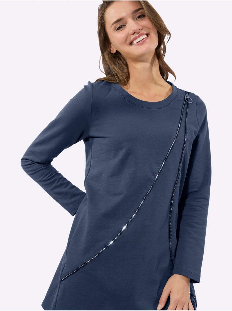 Sweatshirt Long 50% Coton - Taille Standard - Witt Bleu gris - Kiabi