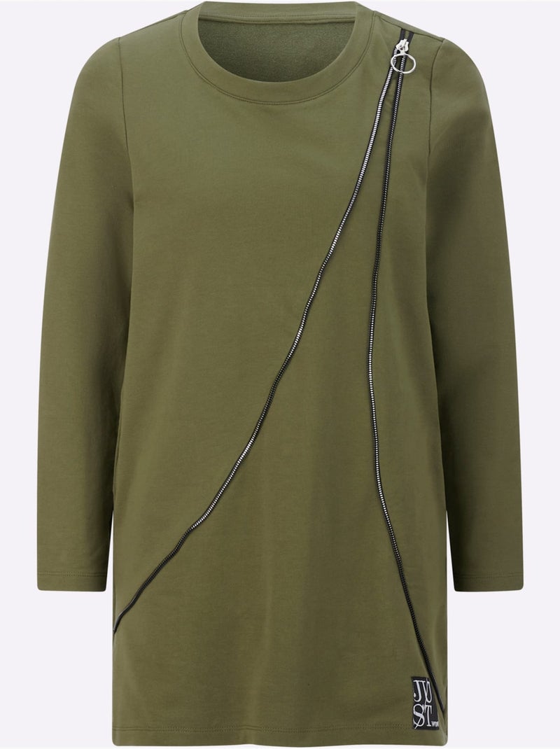 Sweatshirt Long 50% Coton - Taille Standard - Witt Vert olive - Kiabi
