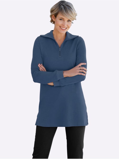 Sweatshirt long à col transformable et manches longues - taille standard - moda vilona - Kiabi Sweatshirt long à col transformable et manches longues - taille standard - moda vilona - Kiabi