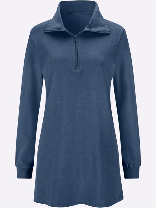 Sweatshirt long à col transformable et manches longues - taille standard - moda vilona - Kiabi Sweatshirt long à col transformable et manches longues - taille standard - moda vilona - Kiabi