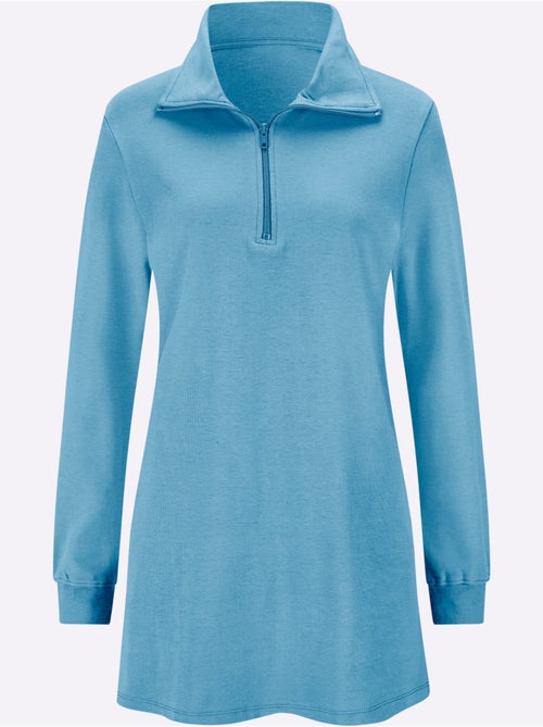 Sweatshirt long à col transformable et manches longues - taille standard - moda vilona - Kiabi Sweatshirt long à col transformable et manches longues - taille standard - moda vilona - Kiabi