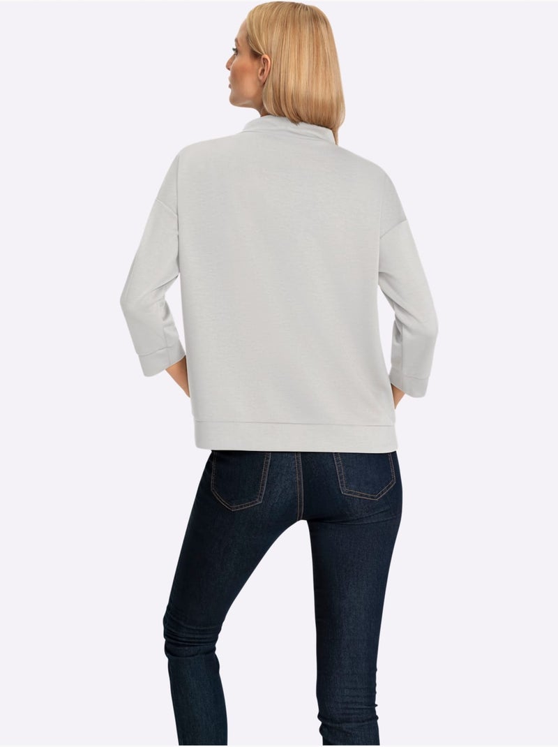 Sweatshirt Mancherons Tendance - Taille Standard - Helline Gris clair - Kiabi