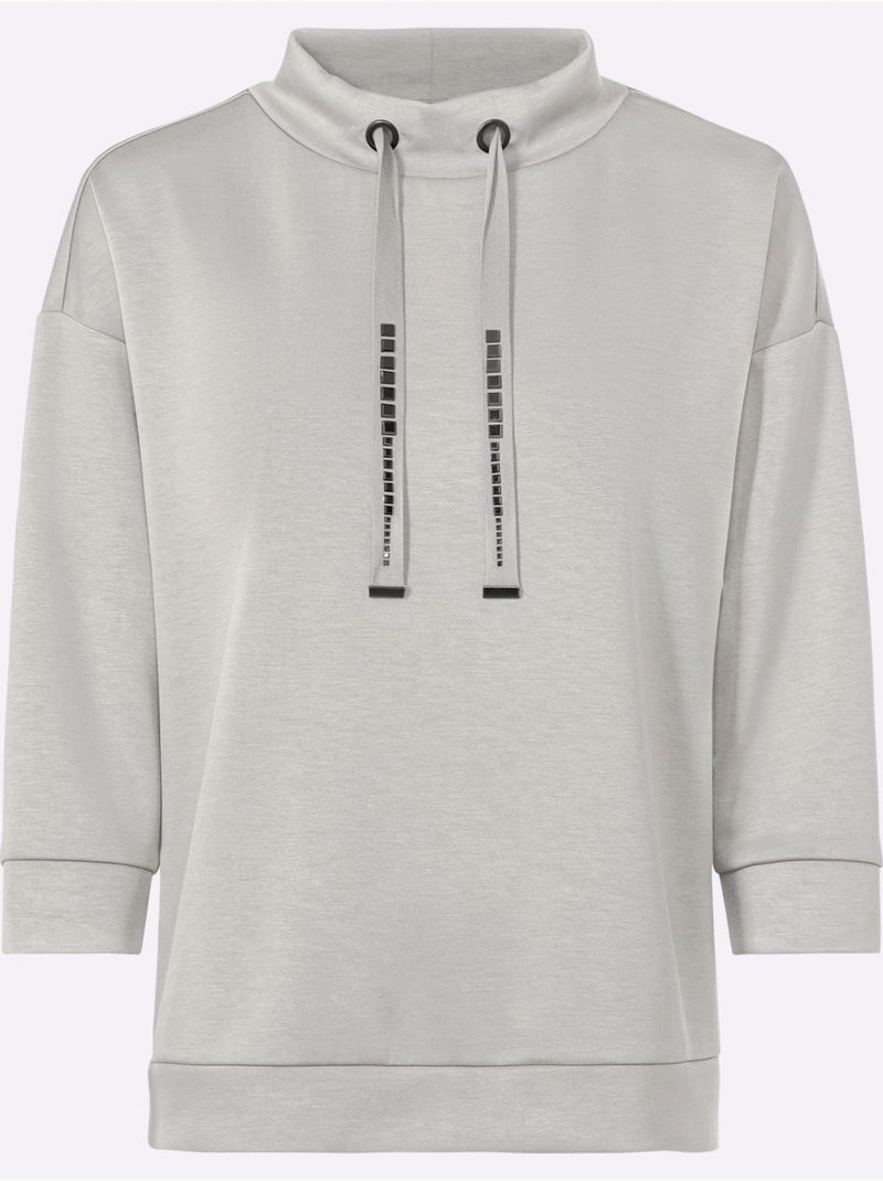 Sweatshirt Mancherons Tendance - Taille Standard - Helline Gris clair - Kiabi