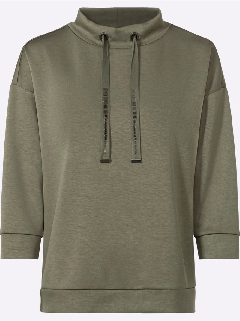Sweatshirt Mancherons Tendance - Taille Standard - Helline Kaki - Kiabi
