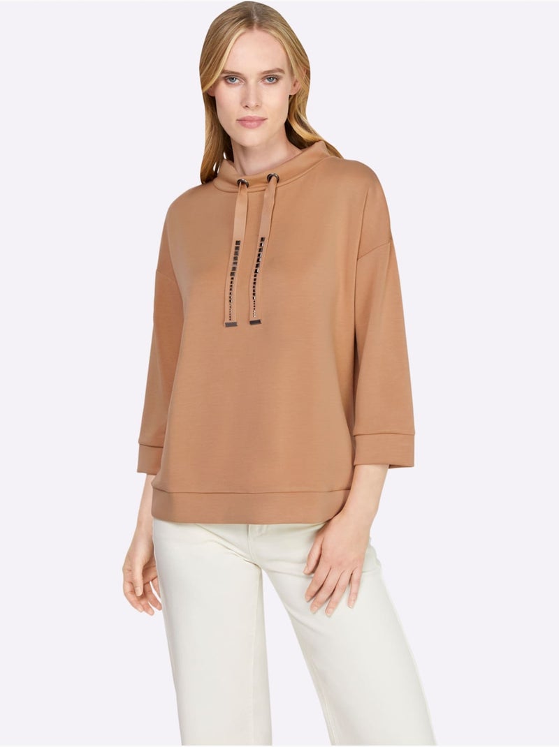 Sweatshirt Mancherons Tendance - Taille Standard - Helline Marron - Kiabi