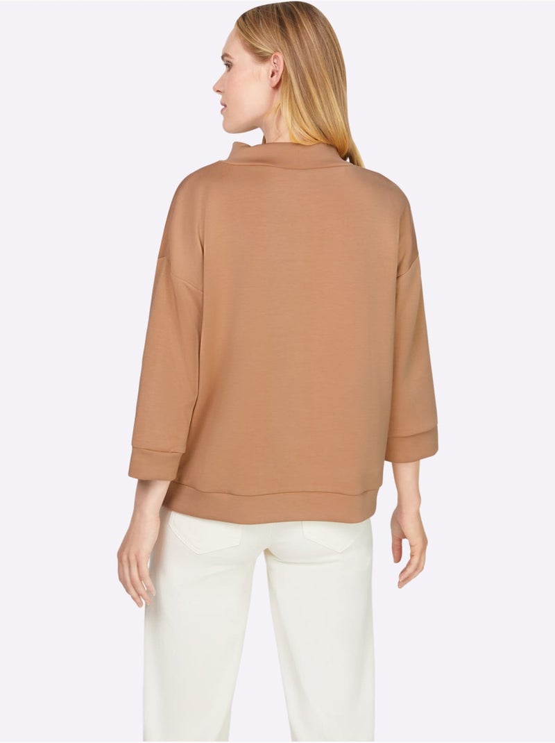 Sweatshirt Mancherons Tendance - Taille Standard - Helline Marron - Kiabi