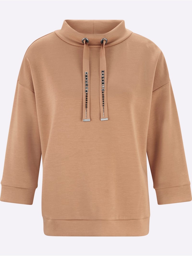 Sweatshirt Mancherons Tendance - Taille Standard - Helline Marron - Kiabi
