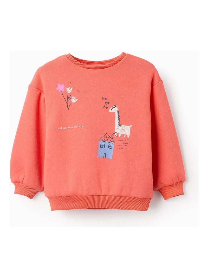 Sweatshirt matelassé, avec imprimé ART ATTACK Blanc Orange clair - Kiabi