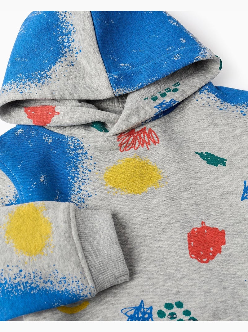 Sweatshirt matelassé, cagoulé, thème monstre d'émotions ART ATTACK Gris clair - Kiabi