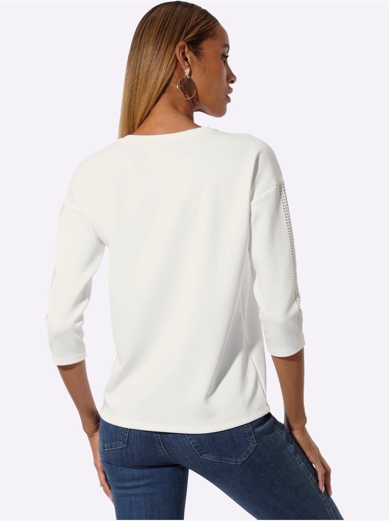 Sweatshirt Mélange De Modal Doux - Taille Standard - Helline Bleu Bleu marine Blanc - Kiabi