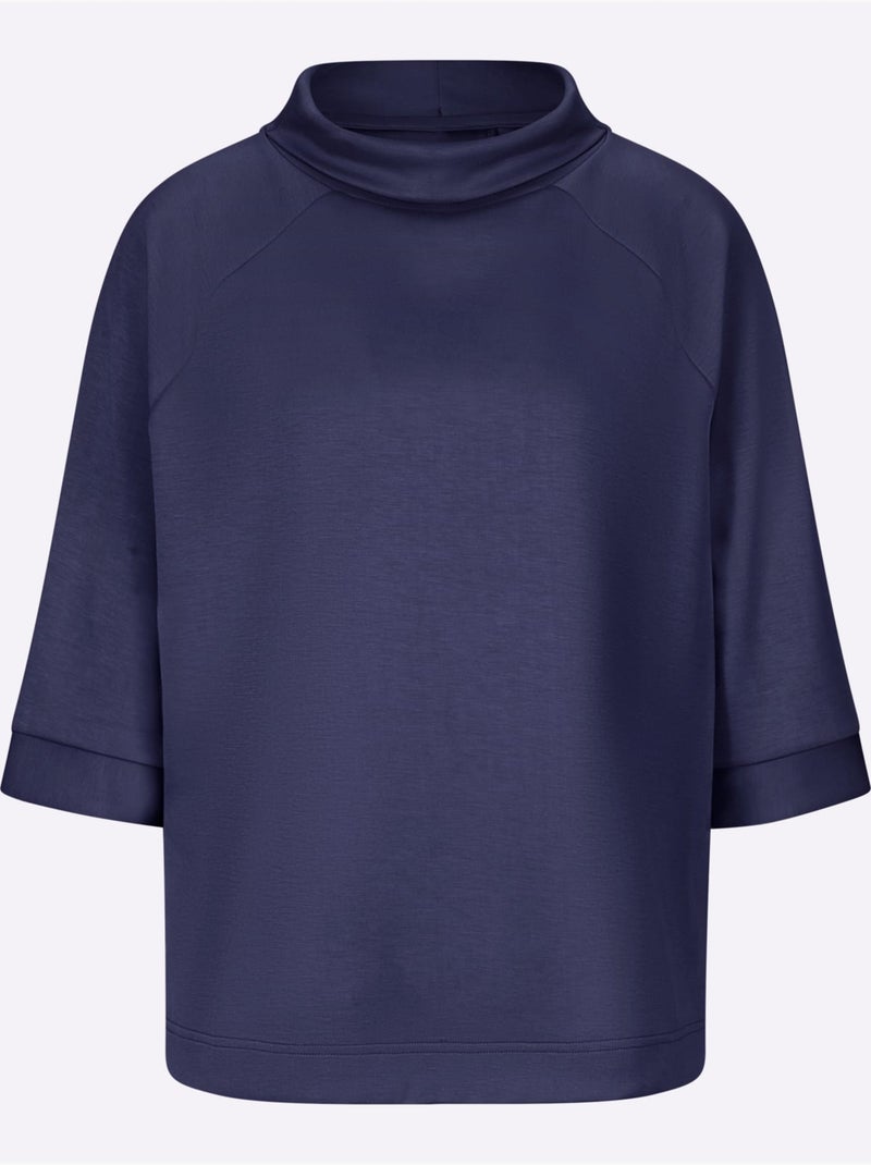 Sweatshirt Mélange De Modal Doux - Taille Standard - Helline Bleu marine - Kiabi