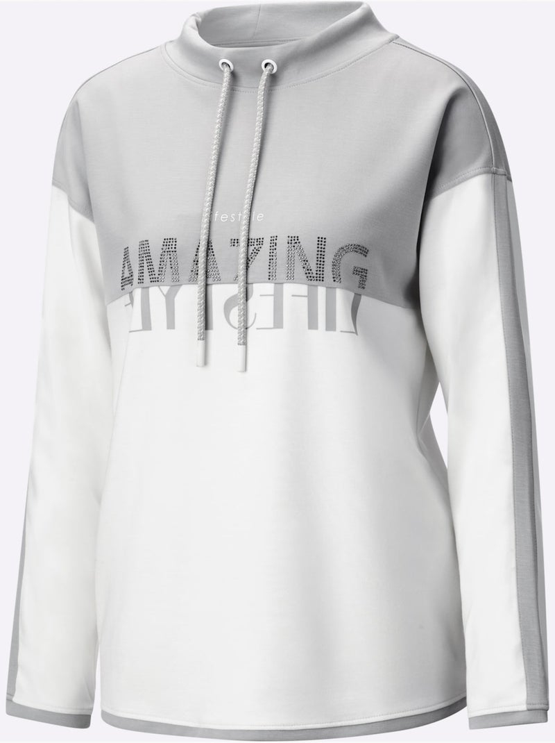 Sweatshirt Mélange De Modal Doux - Taille Standard - Helline Gris Ecru - Kiabi
