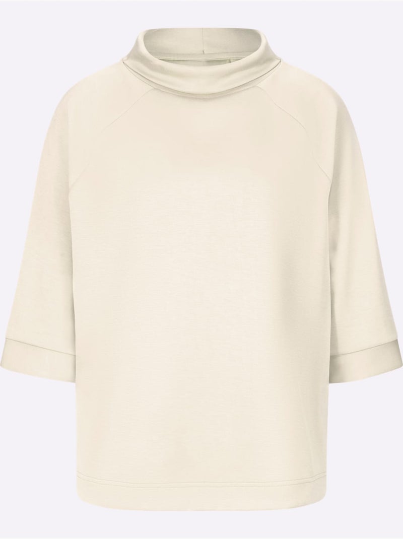 Sweatshirt Mélange De Modal Doux - Taille Standard - Helline Ivoire - Kiabi
