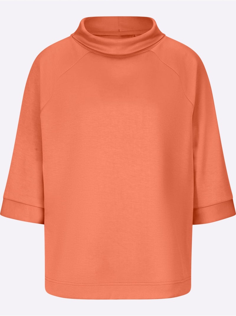 Sweatshirt Mélange De Modal Doux - Taille Standard - Helline Orange - Kiabi