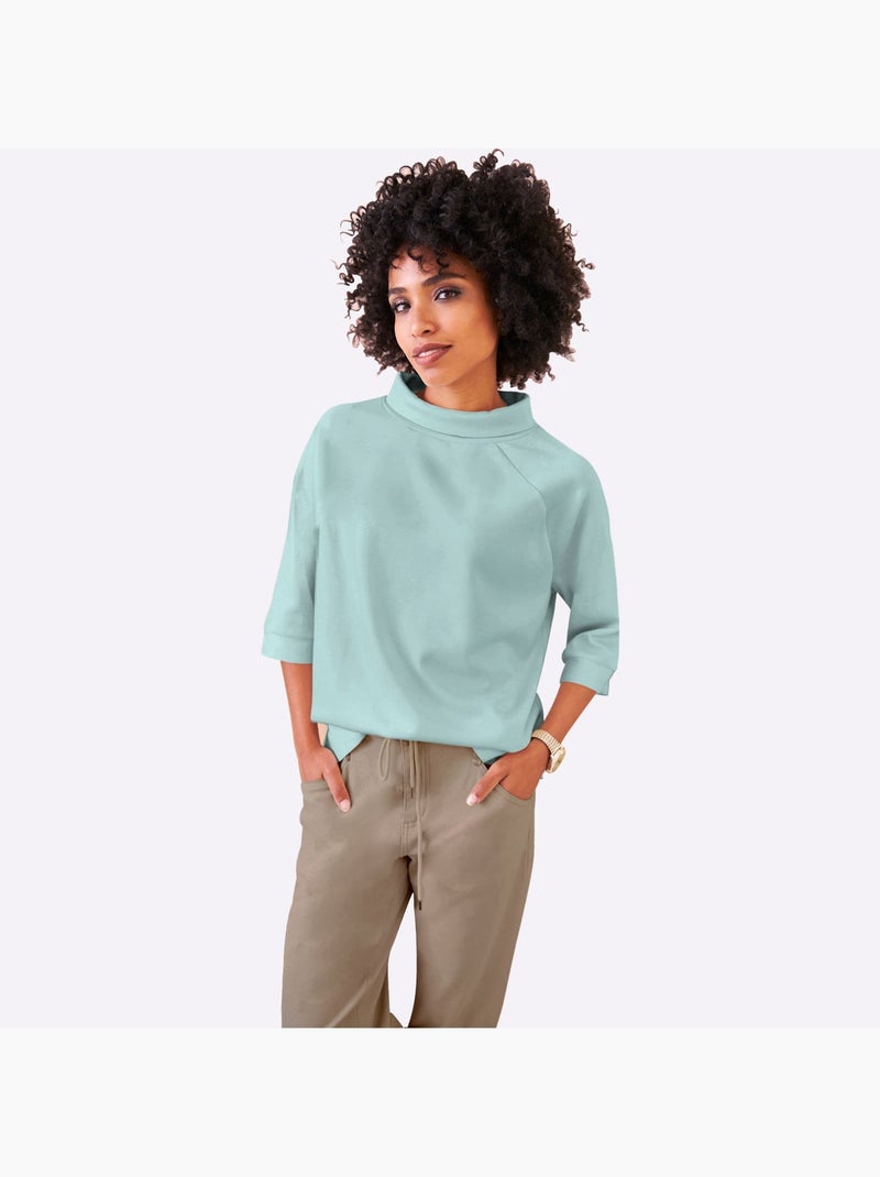 Sweatshirt Mélange De Modal Doux - Taille Standard - Helline Vert - Kiabi