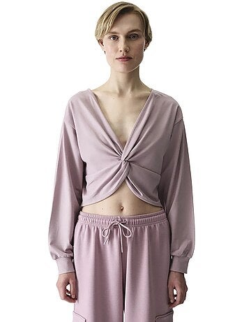 Sweatshirt midi oversize à col v et lien penti